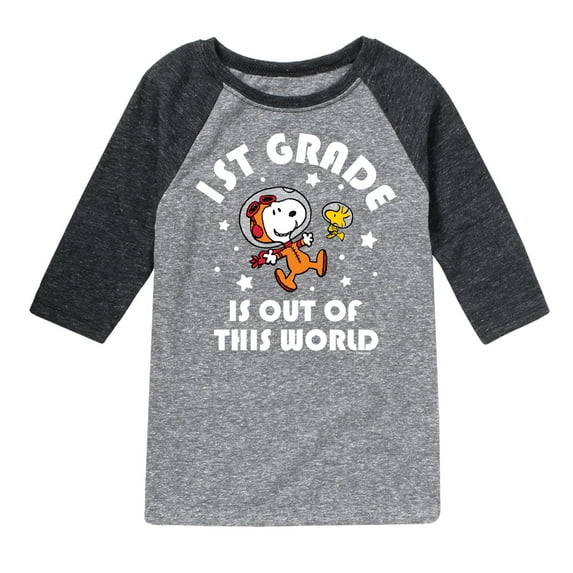 Peanuts - 1st Grade Is Out Of This World - Toddler And Youth Raglan Graphic T-Shirt