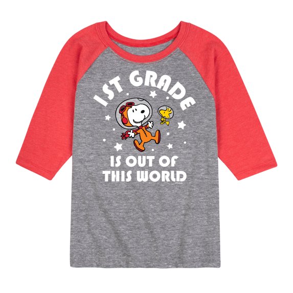 Peanuts - 1st Grade Is Out Of This World - Toddler And Youth Raglan Graphic T-Shirt