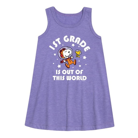 Peanuts - 1st Grade Is Out Of This World - Toddler and Youth Girls A-line Dress