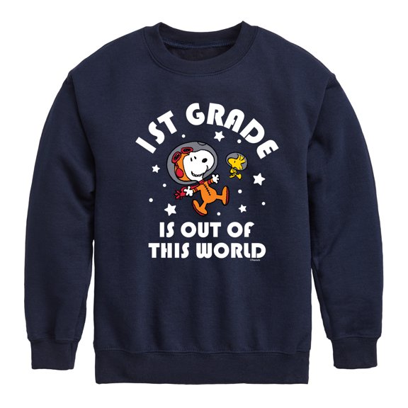 Peanuts - 1st Grade Is Out of this World - Toddler And Youth Crewneck Fleece Sweatshirt