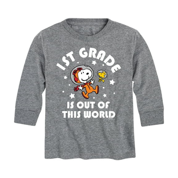 Peanuts - 1st Grade is Out of This World - Toddler And Youth Long Sleeve Graphic T-Shirt