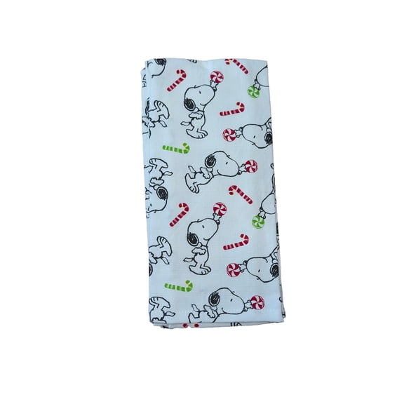Peanuts 2 Pack 100% Cotton Kitchen Towels Christmas Snoopy Candy Canes