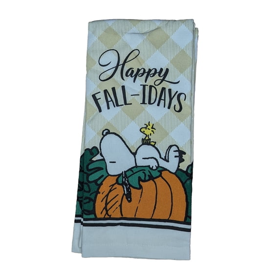 Peanuts 2 Pack 100% Cotton Kitchen Towels Happy Fall-idays Snoopy Autumn Thanksgiving