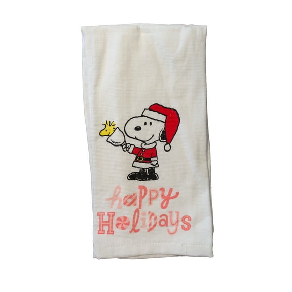 Peanuts 2 Pack 100% Cotton Kitchen Towels Snoopy Happy Holidays