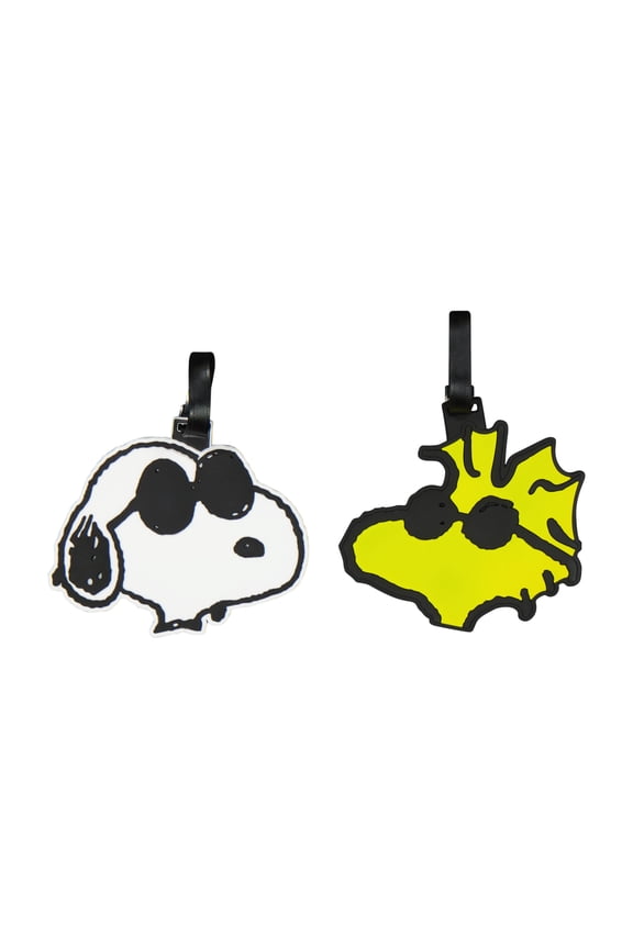 2-Piece Suitcase ID Tag Set with Adjustable Straps, Snoopy and Woodstock, Multi, One Size
