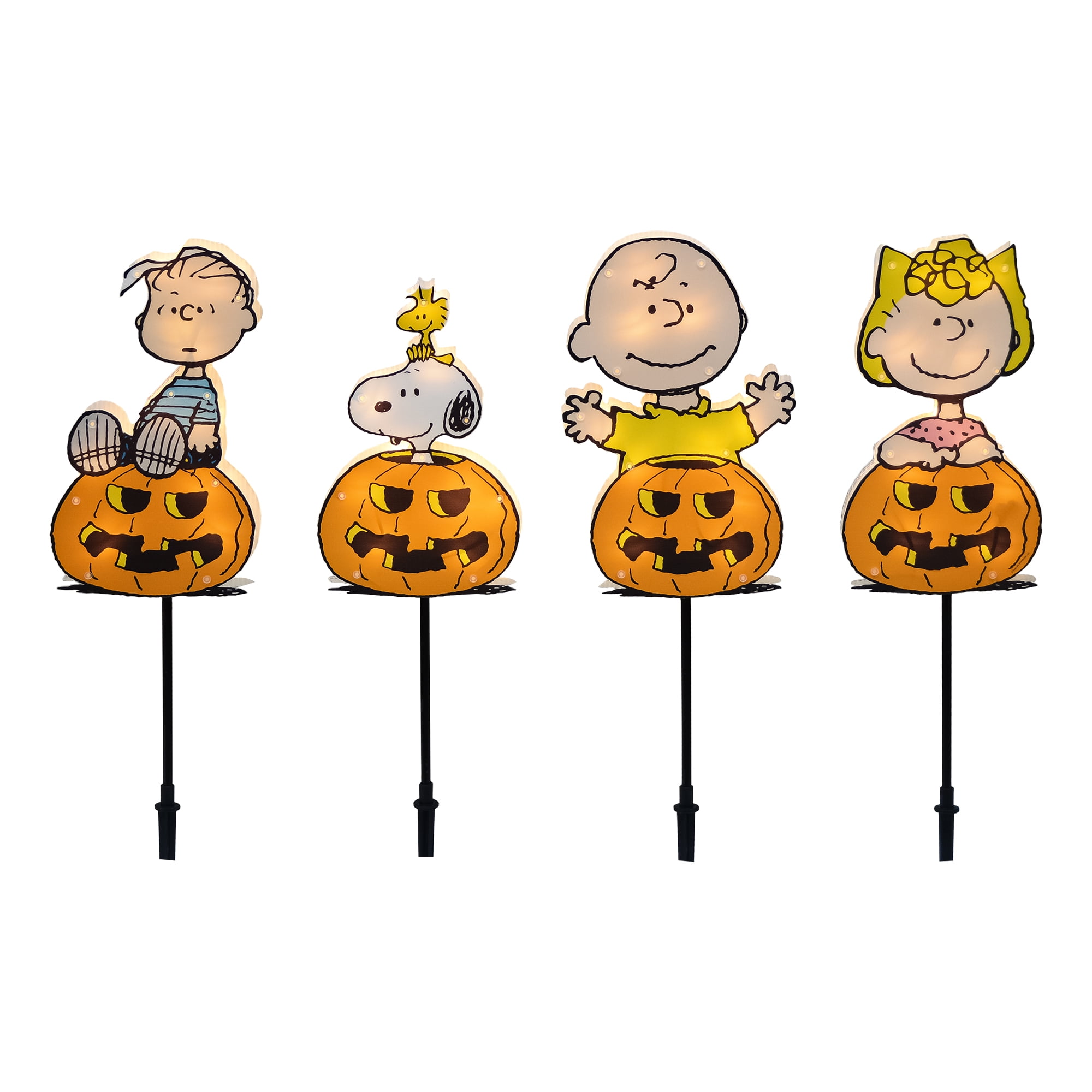 12-Inch Multicolor Metal Halloween Pathway Markers with LED Lights