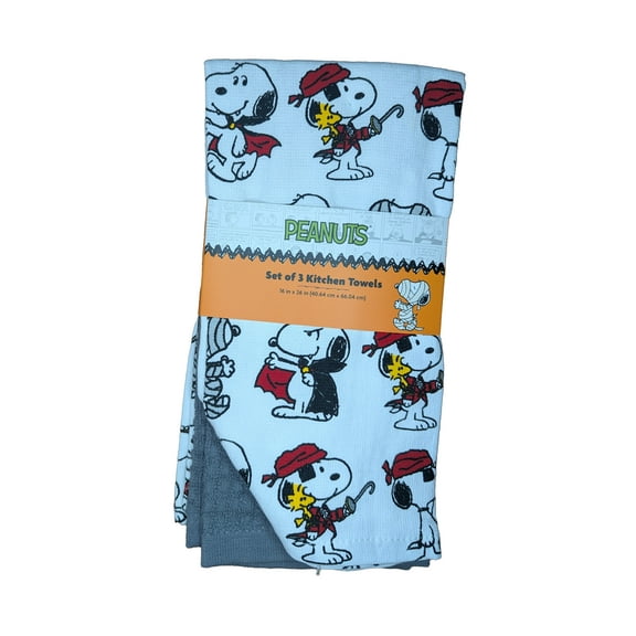 Peanuts 3 Pack 100% Cotton Kitchen Towels Halloween Fall Autumn Snoopy Woodstock Pirates
