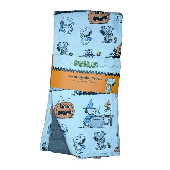 Peanuts 3 Pack 100% Cotton Kitchen Towels Halloween Fall Autumn Snoopy Woodstock