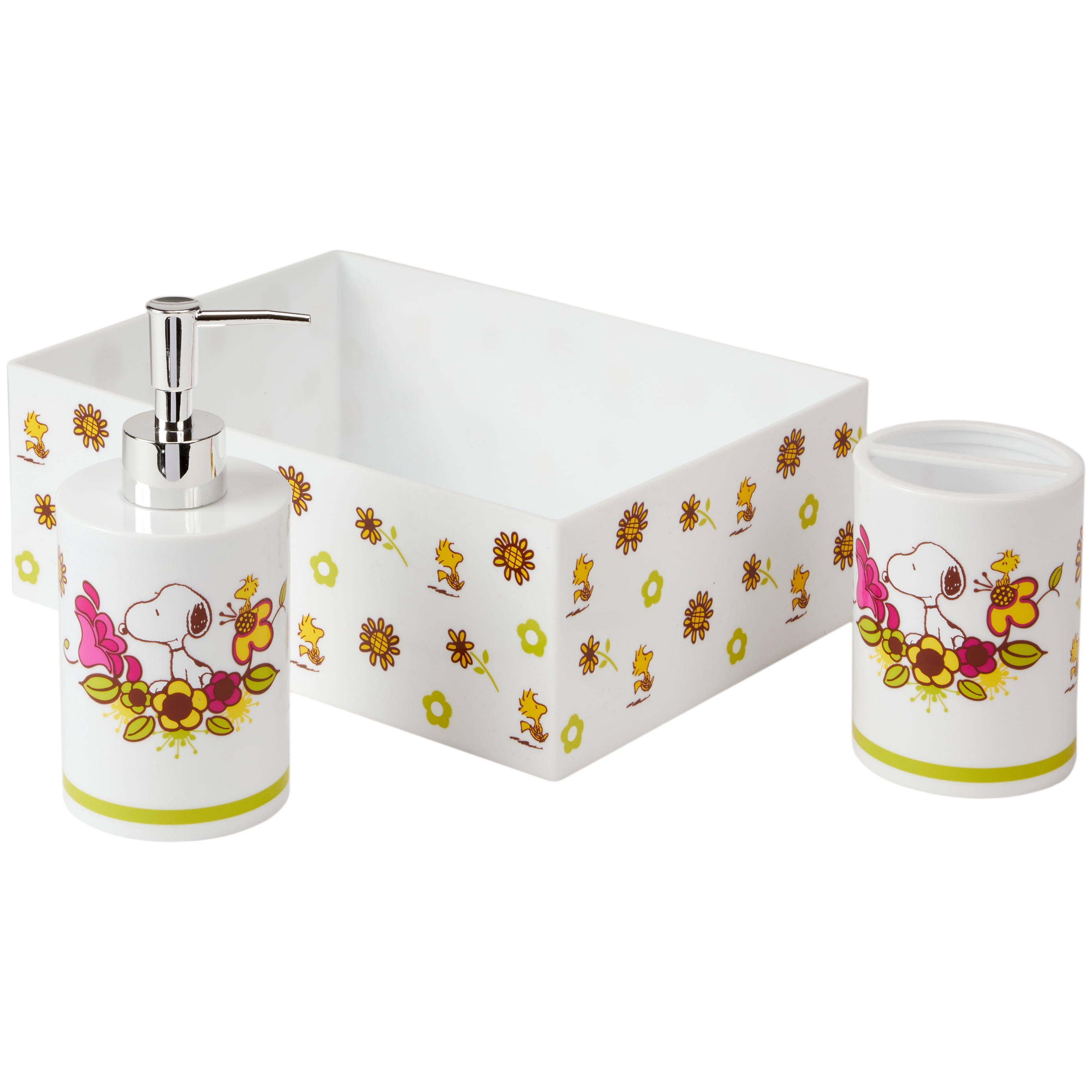 Peanuts Snoopy 3-Piece Bathroom Accessory Set, Toothbrush Holder
