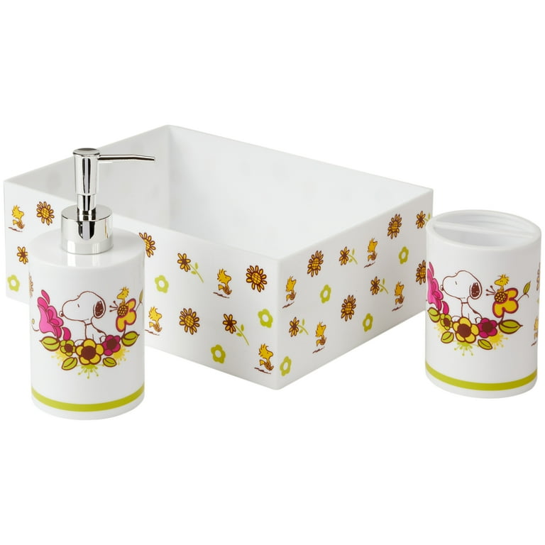 Peanuts Snoopy 3-Piece Bathroom Accessory Set, Toothbrush Holder
