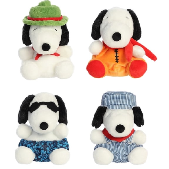 Peanuts 4 Piece 5" Snoopy Palm Pal Bundle, Scout, Astronaut, Train Engineer, Surfer