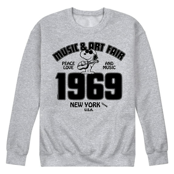 Peanuts - 70's Retro Snoopy Men's Long Sleeve Fleece Crewneck Sweatshirts