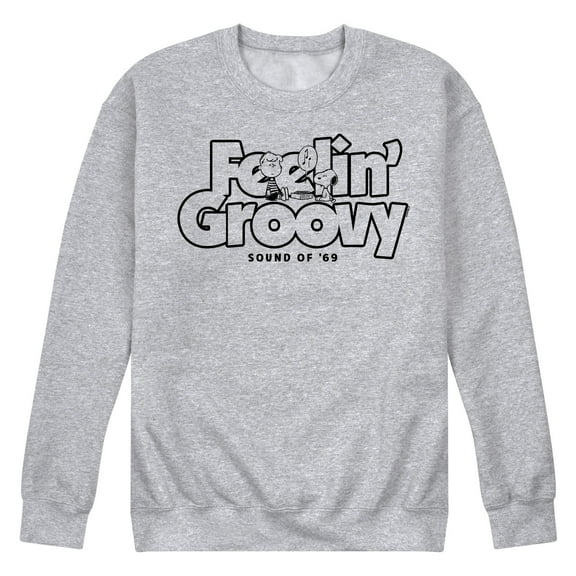 Peanuts - 70's Retro Snoopy Men's Long Sleeve Fleece Crewneck Sweatshirts