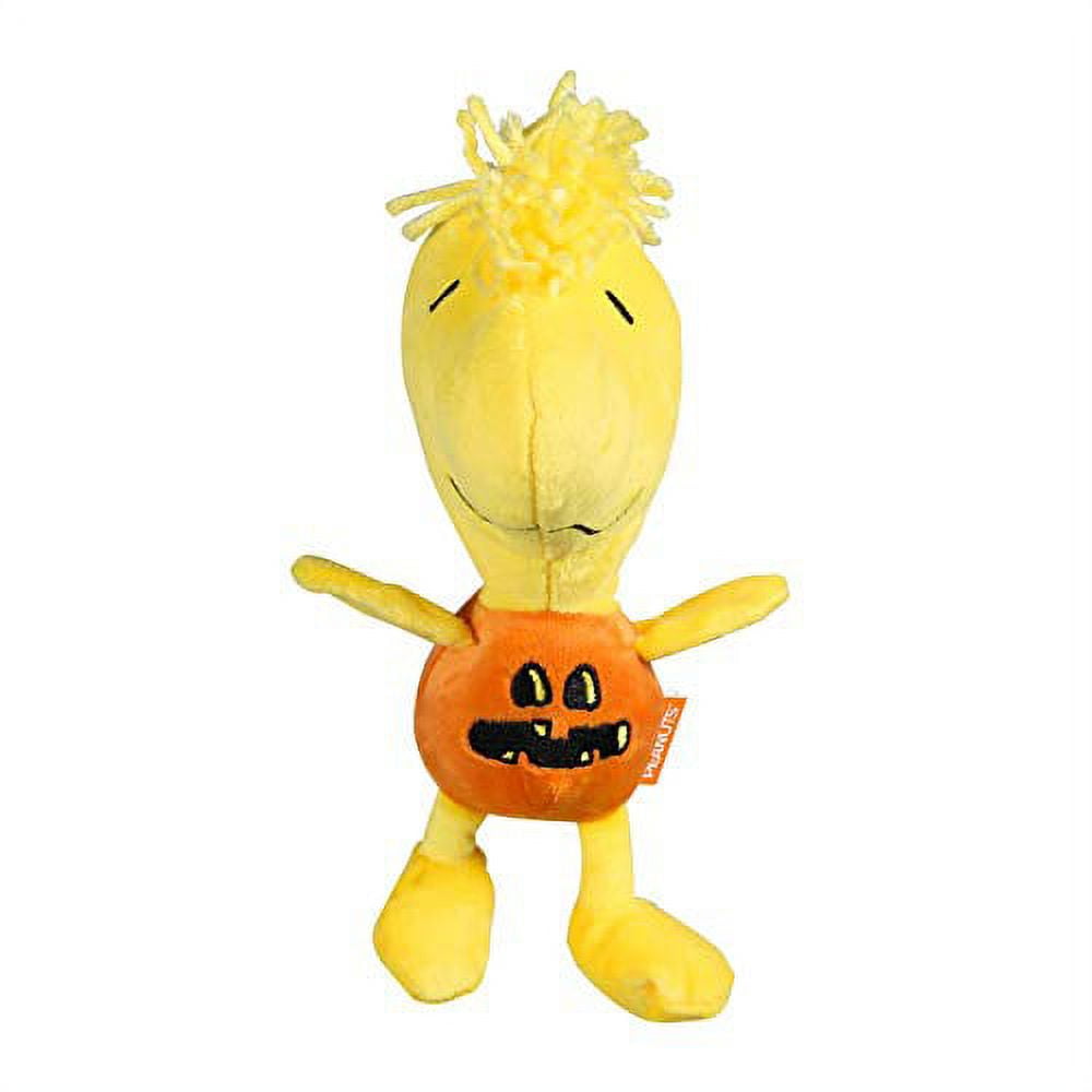 Peanuts for Pets 9 Halloween Woodstock Pumpkin Big Head Plush Dog Toy with Squeaker | Snoopy Plush Dog Toys, Cute Dog Toys | Sq