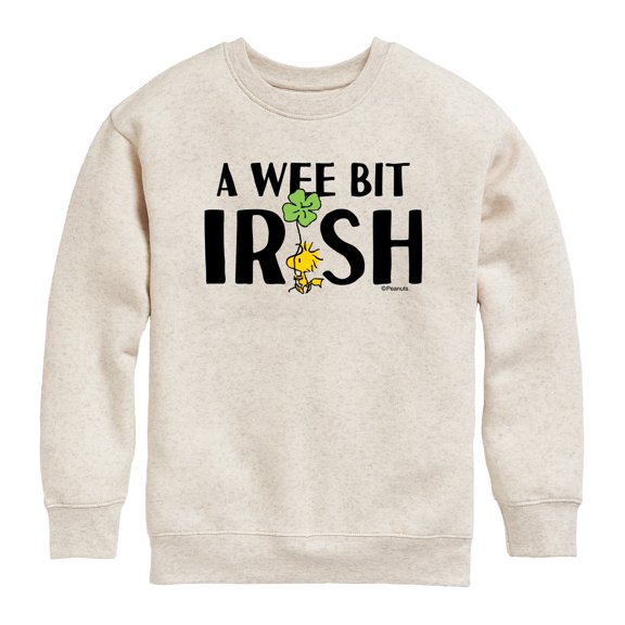 Peanuts - A Wee Bit Irish - Youth Boys Crew Fleece Sweatshirt