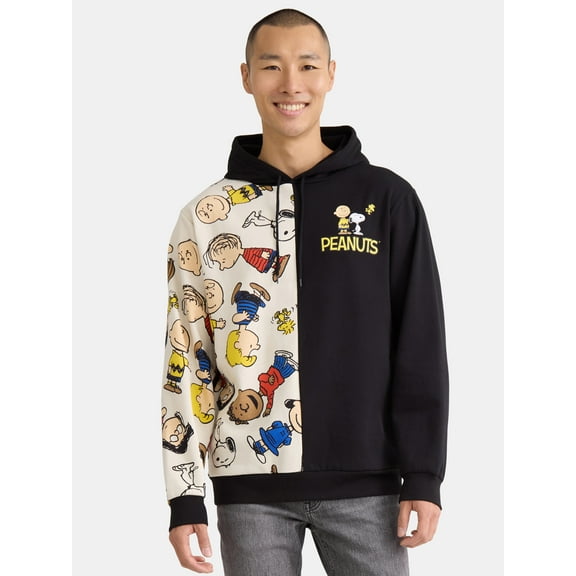 Peanuts AOP Men's & Big Men's Graphic Hoodie Sweatshirt with Long Sleeves, Sizes S-3XL