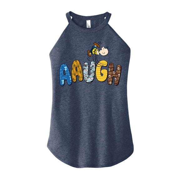 Peanuts - Aaugh Pattern Charlie Brown - Juniors High Neck Tank Top