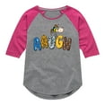 thumbnail image 1 of Peanuts - Aaugh Pattern Charlie Brown - Toddler And Youth Girls Raglan Graphic T-Shirt, 1 of 5