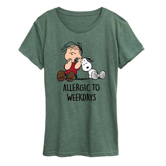 Peanuts - Allergic To Weekdays Snoopy and Linus - Women's Short Sleeve Graphic T-Shirt