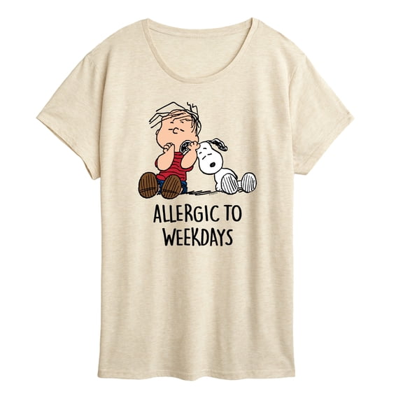 Peanuts - Allergic To Weekdays Snoopy and Linus - Women's Short Sleeve Graphic T-Shirt