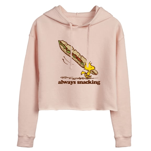 Peanuts - Always Snacking - Juniors Cropped Pullover Hoodie