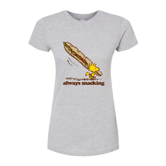Peanuts - Always Snacking - Juniors Fitted Graphic T-Shirt