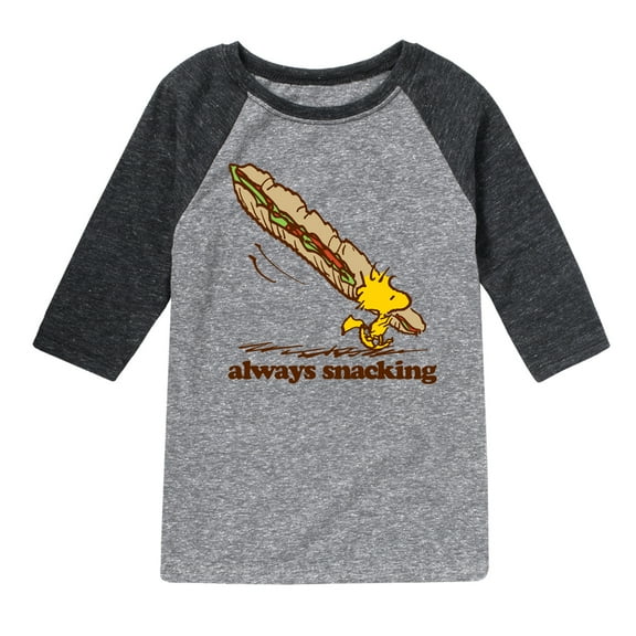Peanuts - Always Snacking - Toddler & Youth Raglan Graphic T-Shirt