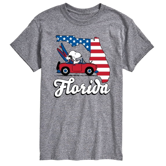 Peanuts - American Flag Florida Snoopy Woodstock - Men's Short Sleeve Graphic T-Shirt