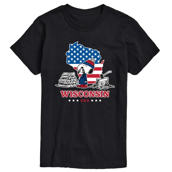 Peanuts - American Flag Wisconsin Snoopy - Men's Short Sleeve Graphic T-Shirt