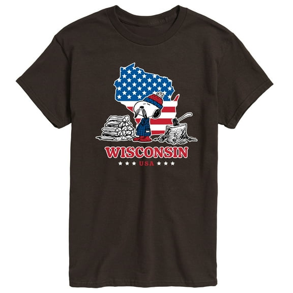 Peanuts - American Flag Wisconsin Snoopy - Men's Short Sleeve Graphic T-Shirt