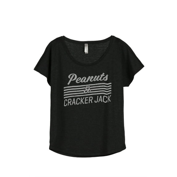 Peanuts And Cracker Jack Women's Fashion Slouchy Dolman T-Shirt Tee Heather Black Large
