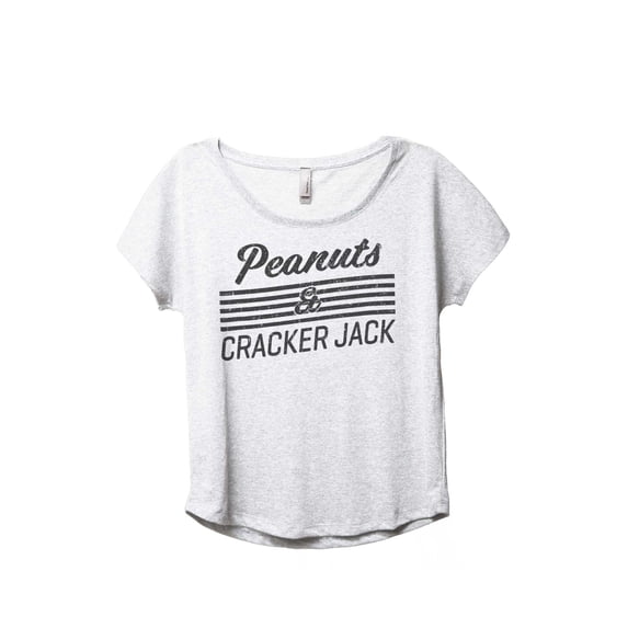 Peanuts And Cracker Jack Women's Fashion Slouchy Dolman T-Shirt Tee Heather White Small