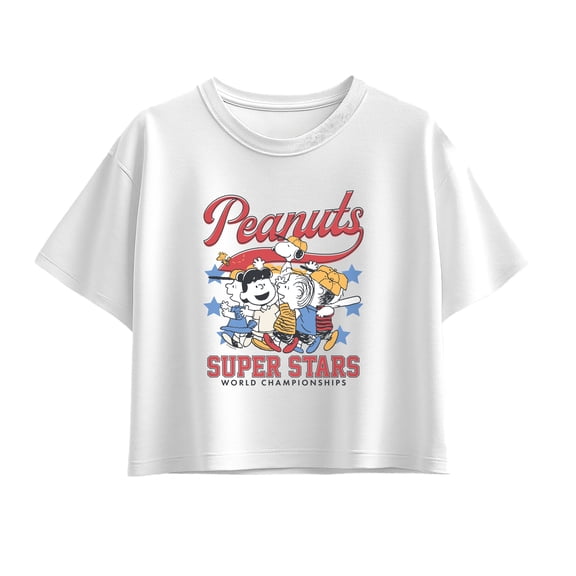 Peanuts - Baseball Team Girls' Short Sleeve Boxy Graphic T-Shirt