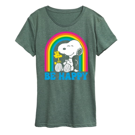 Peanuts - Be Happy Rainbow - Ladies Short Sleeve Classic Fit Tee