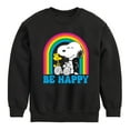 thumbnail image 1 of Peanuts - Be Happy Rainbow - Toddler & Youth Crewneck Fleece Sweatshirt, 1 of 6