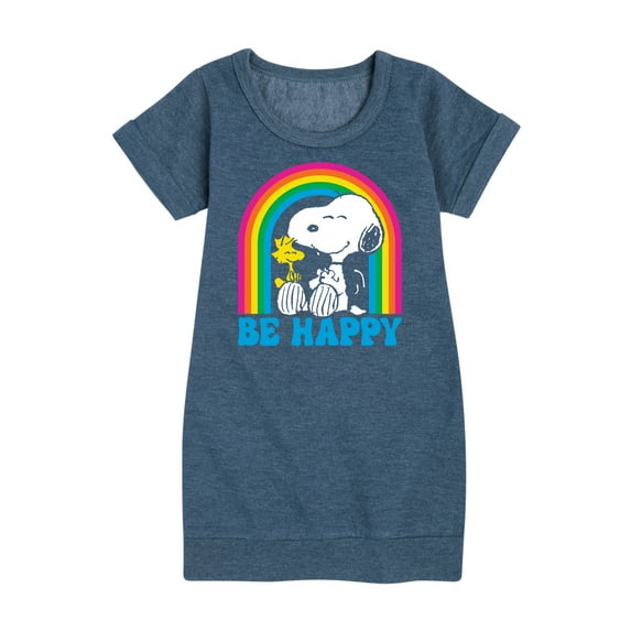 Peanuts - Be Happy Rainbow - Toddler & Youth Girls Fleece Dress