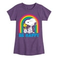 thumbnail image 1 of Peanuts - Be Happy Rainbow - Toddler & Youth Girls Short Sleeve Graphic T-Shirt, 1 of 6
