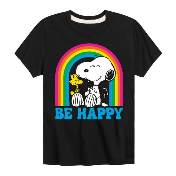 Peanuts - Be Happy Rainbow - Toddler & Youth Short Sleeve Graphic T-Shirt