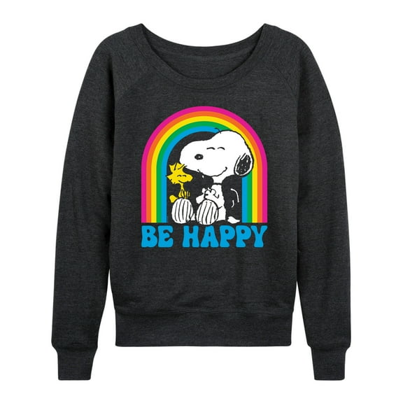 Peanuts - Be Happy Rainbow - Women's Lightweight French Terry Long Sleeve Shirt