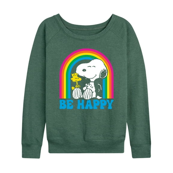 Peanuts - Be Happy Rainbow - Women's Lightweight French Terry Long Sleeve Shirt