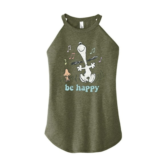 Peanuts - Be Happy Snoopy And Woodstock - High Neck Tank