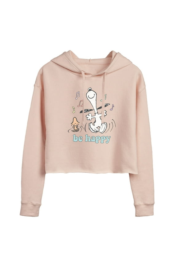 - Be Happy Snoopy And Woodstock - Ladies Cropped Hoodie