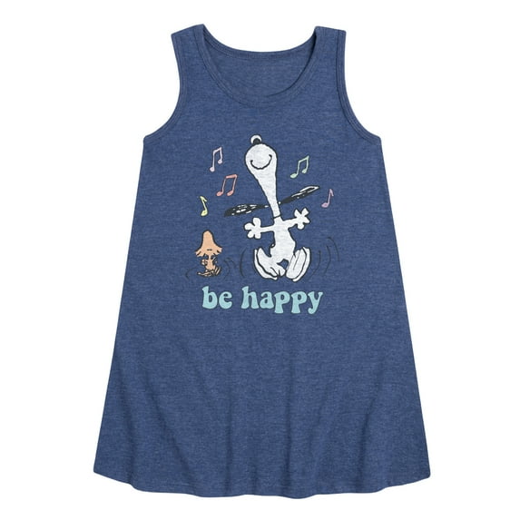 Peanuts - Be Happy Snoopy And Woodstock - Toddler & Youth Girls A-line Dress