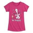 thumbnail image 1 of Peanuts - Be Happy Snoopy And Woodstock - Toddler & Youth Girls Short Sleeve Graphic T-Shirt, 1 of 5