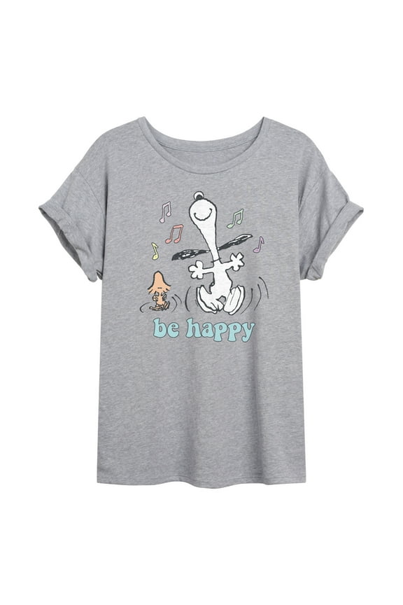 - Be Happy Snoopy And Woodstock - Women's Oversized T-Shirt