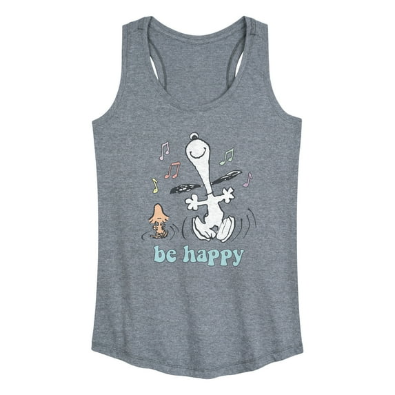 Peanuts - Be Happy Snoopy And Woodstock - Women's Racerback Tank Top