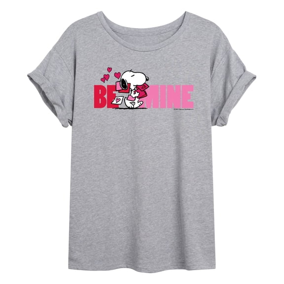 Peanuts - Be Mine Snoopy - Juniors Oversized Graphic T-Shirt