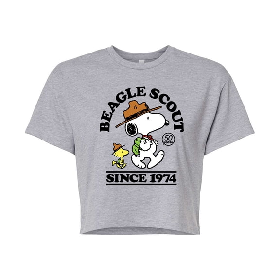 Peanuts - Beagle Scout Since 1974 - Juniors Cropped Cotton Blend T-Shirt