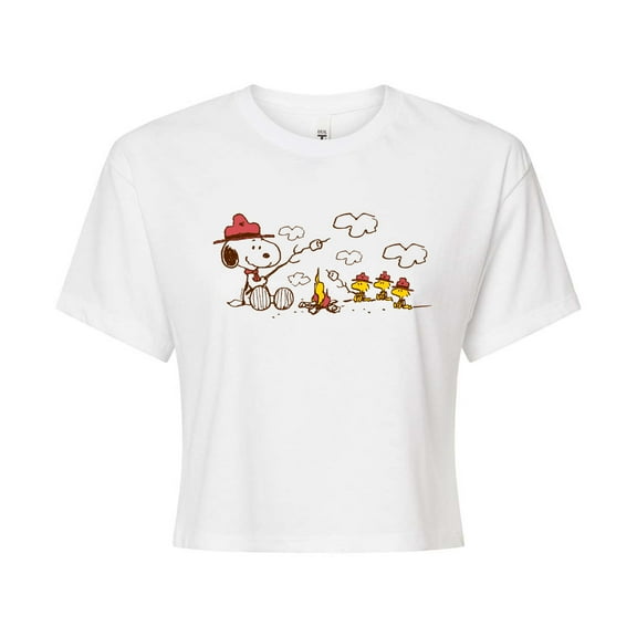 Peanuts - Beagle Scouts Fire - Juniors Cropped Cotton Blend T-Shirt