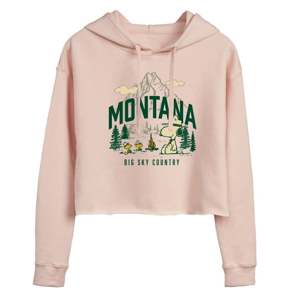 Peanuts - Beagle Scouts Montana  - Juniors Cropped Pullover Hoodie